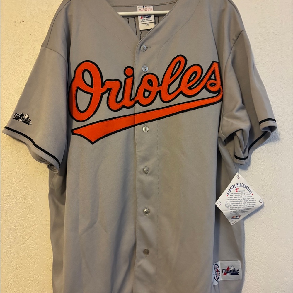 Majestic Orioles Gray and Orange Jersey